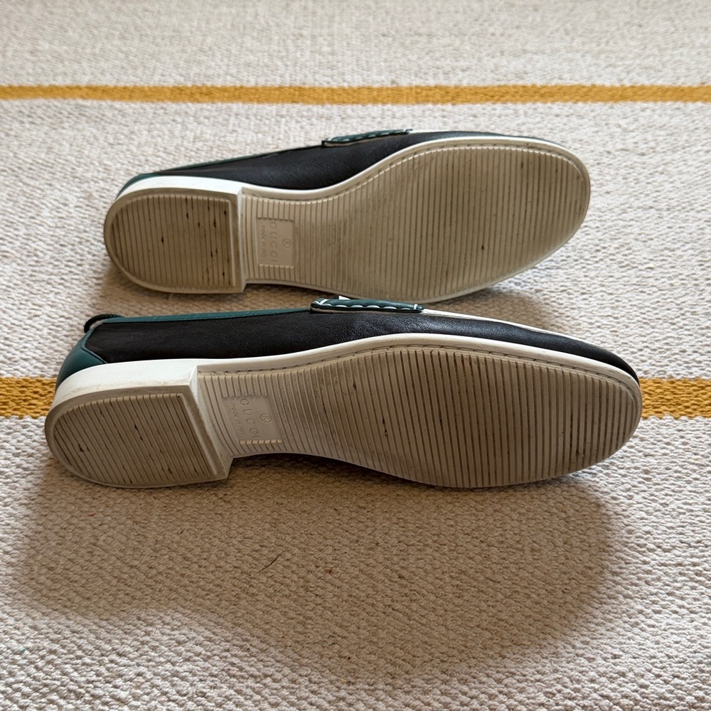 EUC Gucci Horsebit Leather Loafers Nero/Bianco/Verdant, 8.5 - Picture 2 of 9